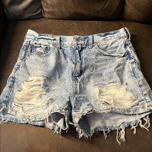 American Eagle Outfitters Light Blue Distressed Jean Shorts size 10